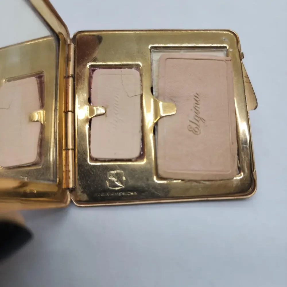 Vintage Elgin Silhouette Lady Powder Compact Mirror Original Makeup Art Deco